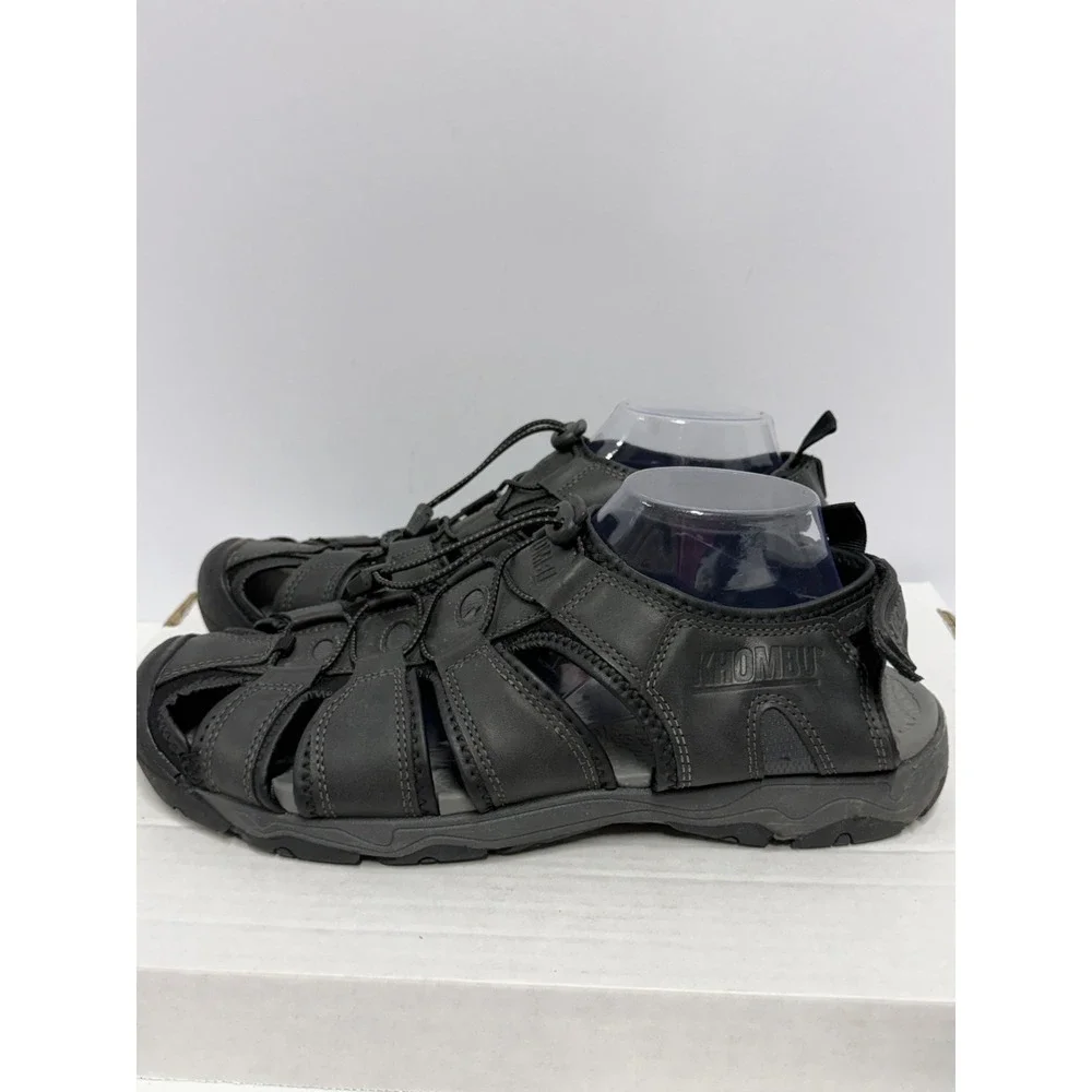Khombu Closed Toe Quick-Lace Fisherman Sandals Men's Size‎ 12 Black Casual Wear